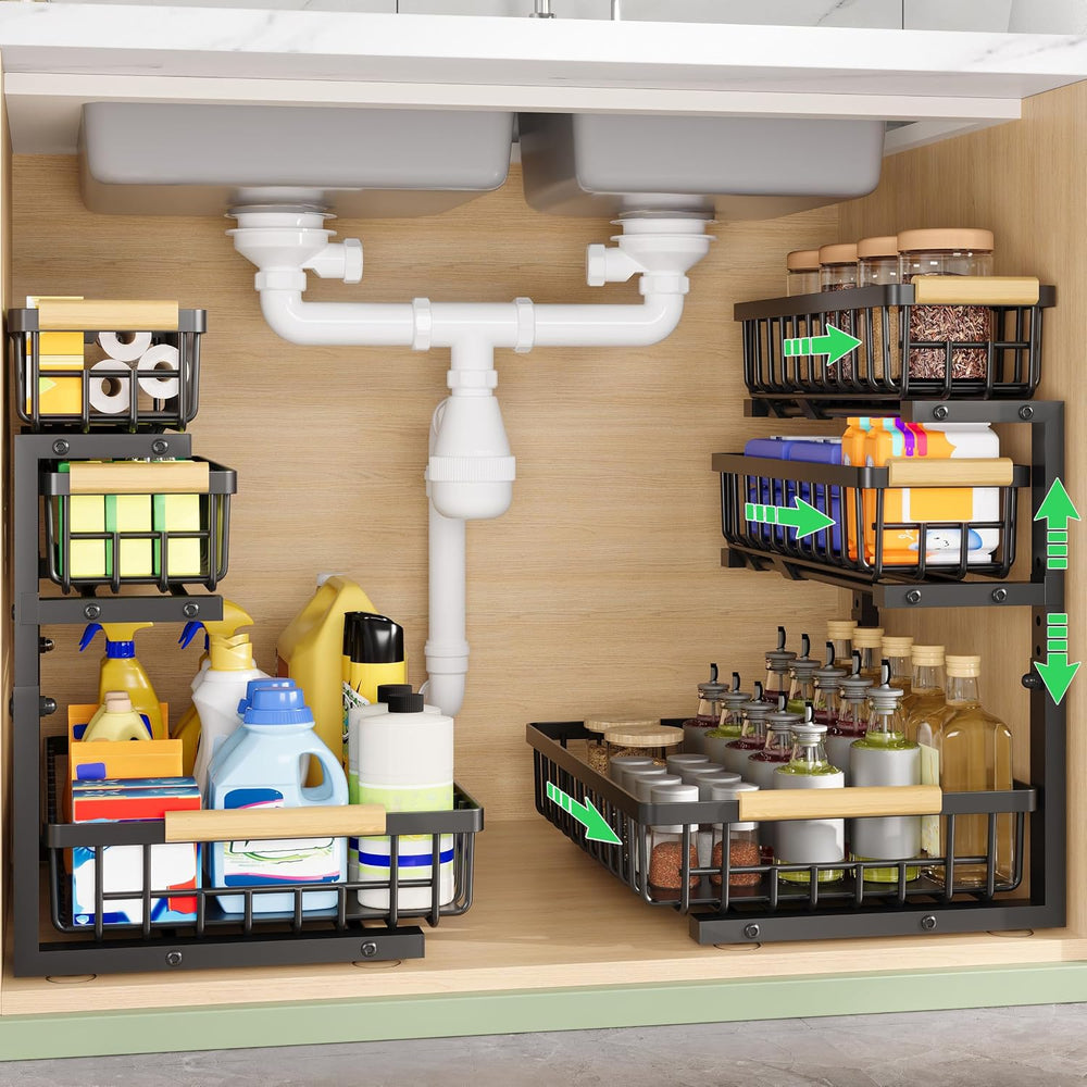 3 Tier Under Sink Organizer: Pull Out Cabinet Storage for Bathroom,2 Pack