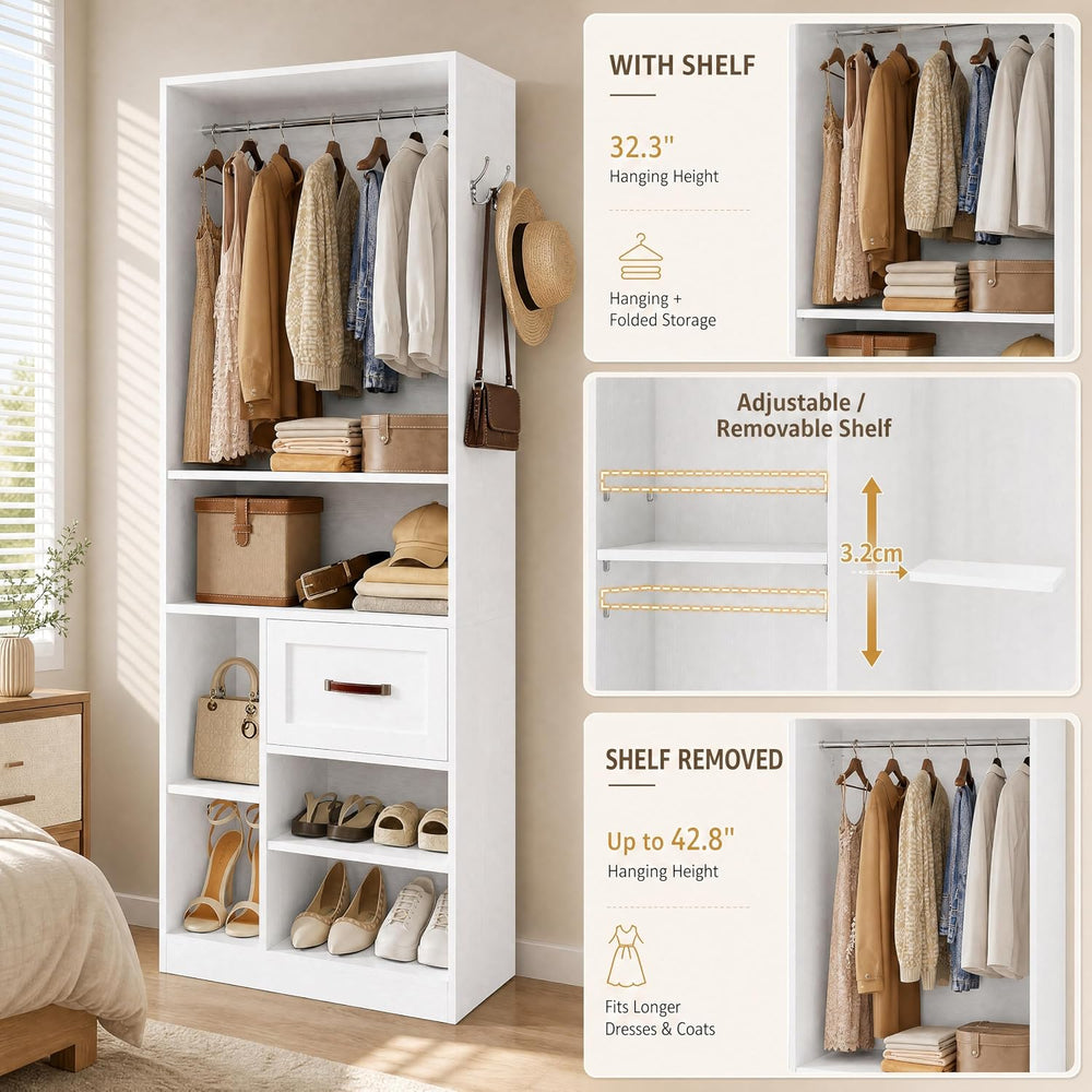 IRONCK 31.5" Closet Organizer System with 2 Adjustable Shelves, White