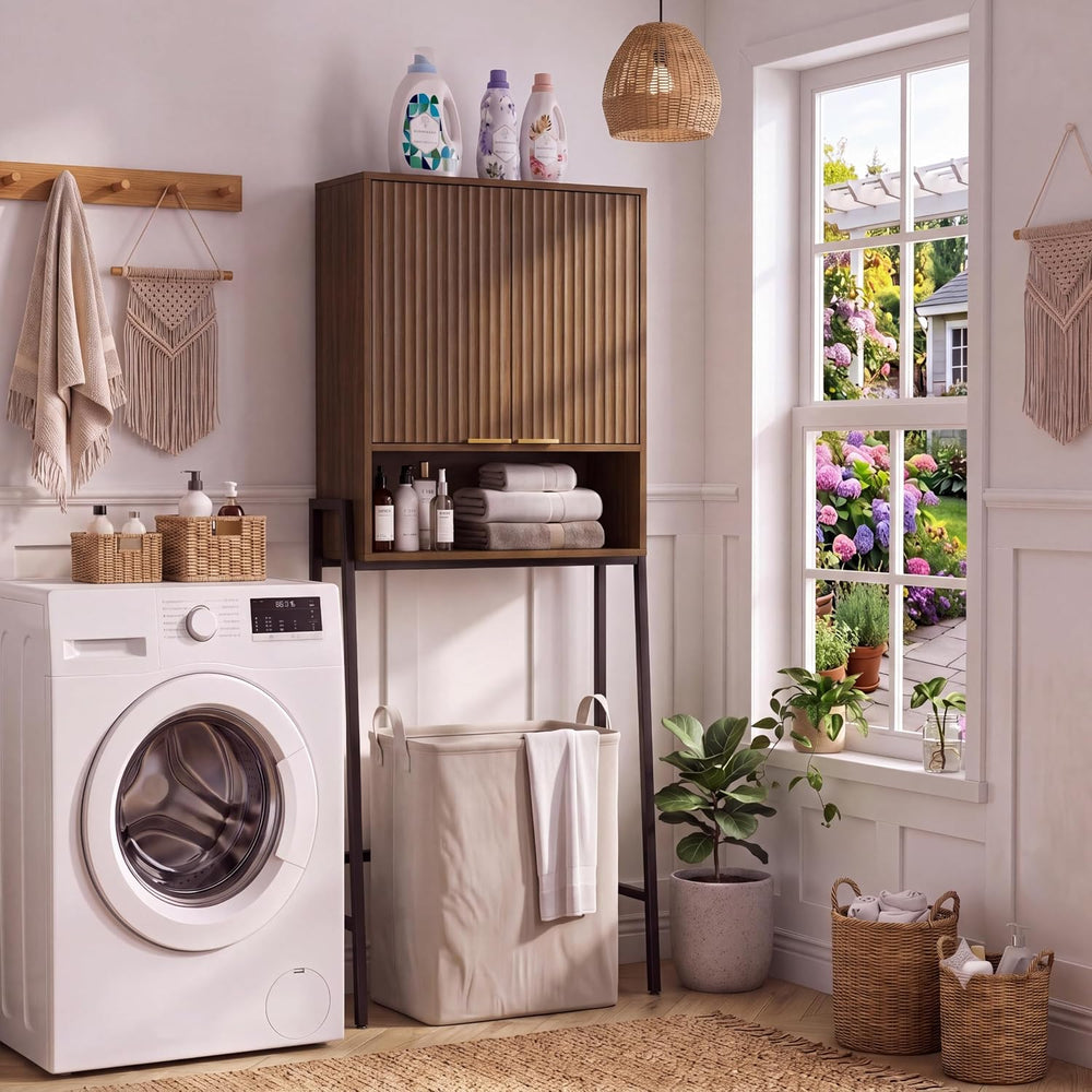 25"W Over The Toilet Storage Cabinet,Toilet Storage Cabinet, Walnut