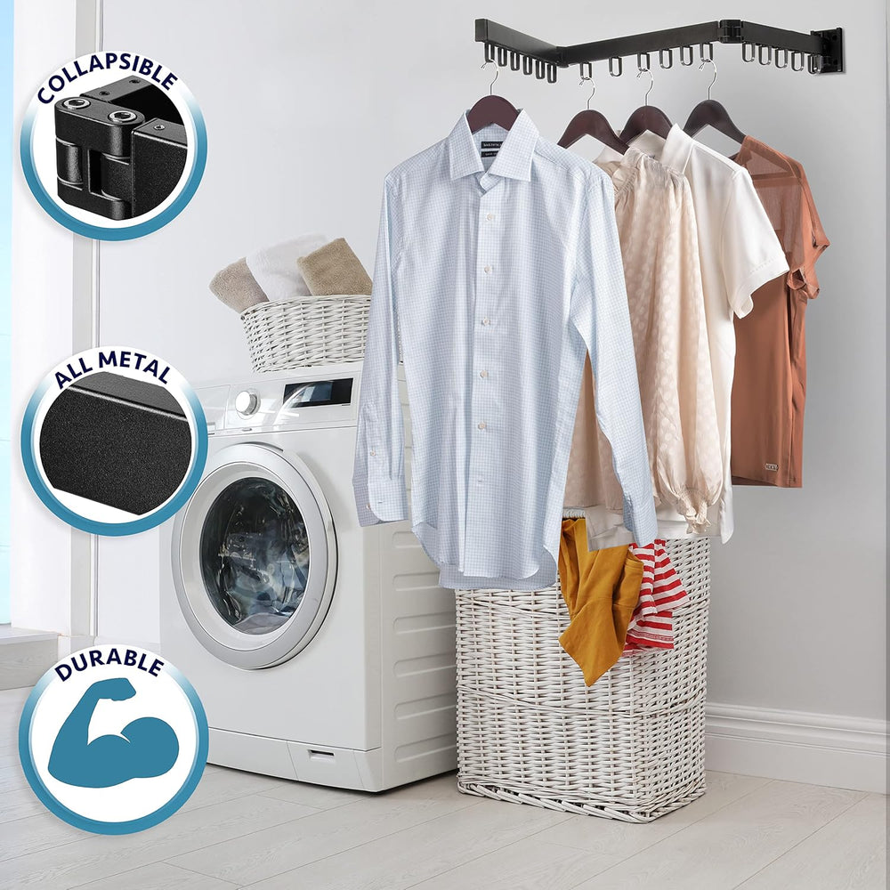 Luxe Laundry Premium Wall Mounted Clothes Drying Rack, Aluminum Wall Mounted,...