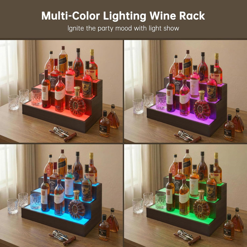 Wine Rack LED Liquor Bottle Display Shelf for Home Bar Stand Decor