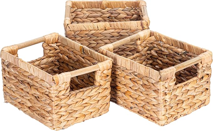 Small Wicker Baskets for Organizing Bathroom, Hyacinth Baskets for Storage (3...