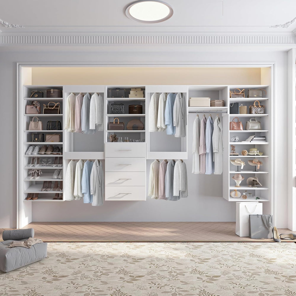 Modular Closet System, 25.5" Wide Wall-Mounted Closet Tower Organizer St...