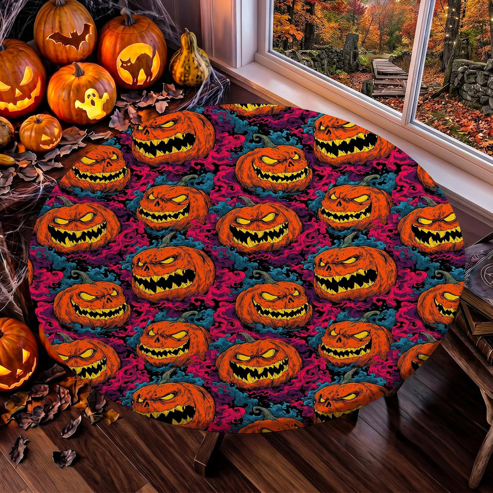 Halloween Tablecloth Round Fitted Tablecloth Fits 61"-65" Tables