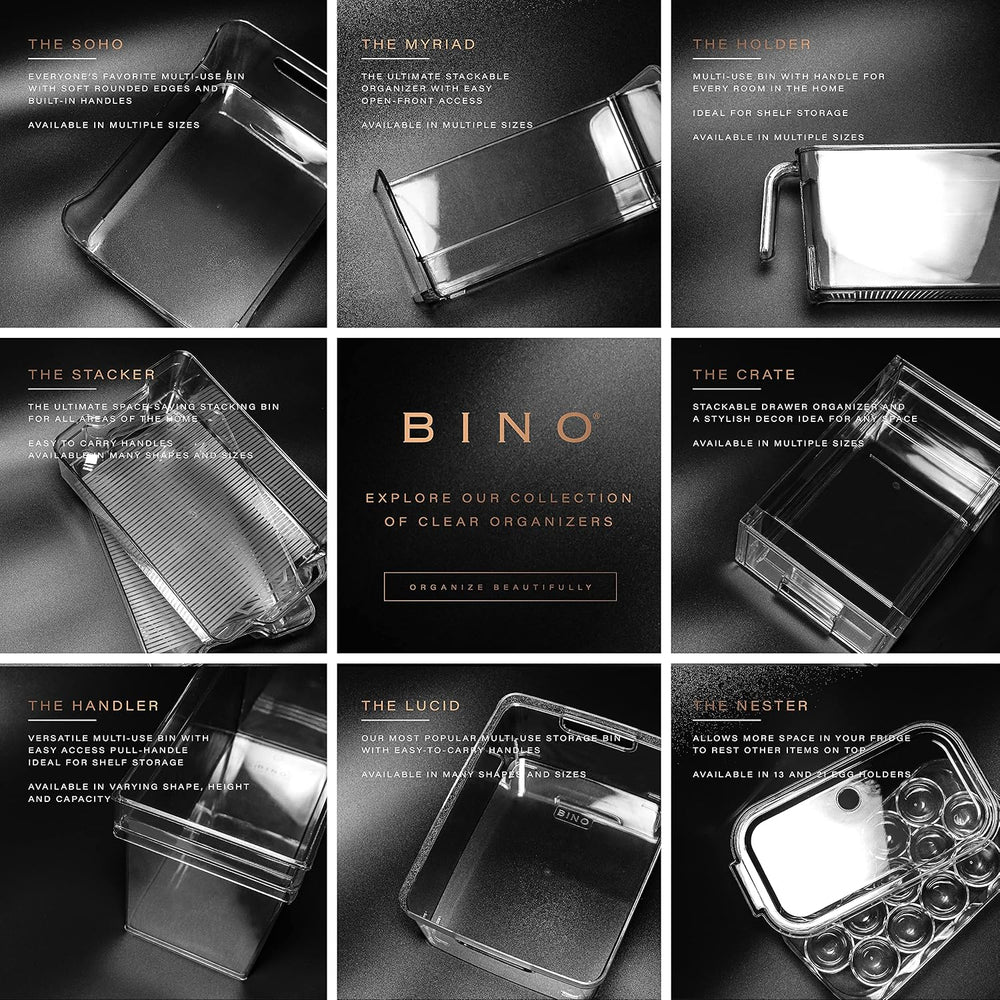 BINO | Plastic Storage Bins - 4 Pack | THE LODGE COLLECTION | Clear Storage |...
