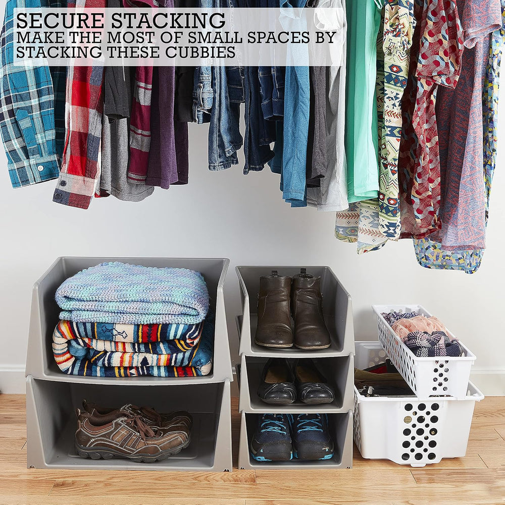 Stackable Storage Containers with Open Front, 3 Pack, Great Organizing Bins f...