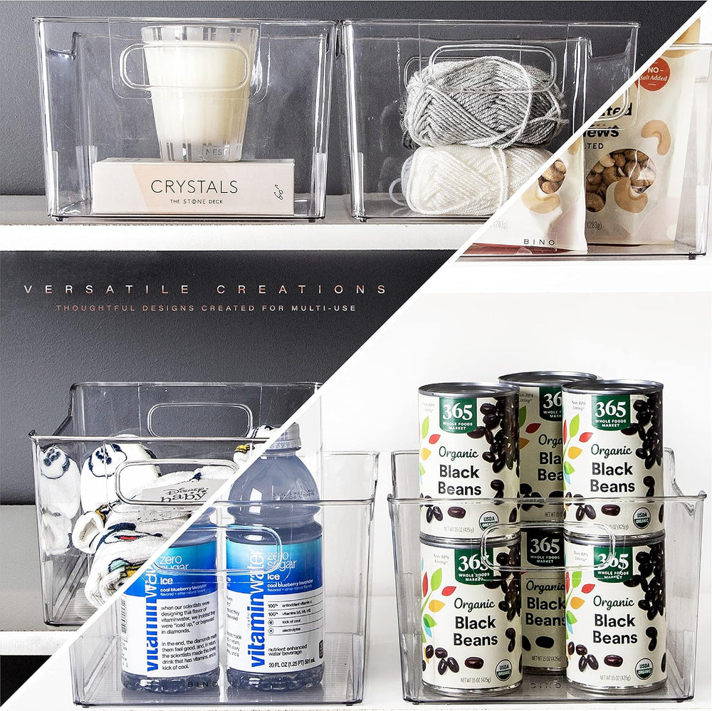 BINO | Plastic Storage Bins - 4 Pack | THE LODGE COLLECTION | Clear Storage |...