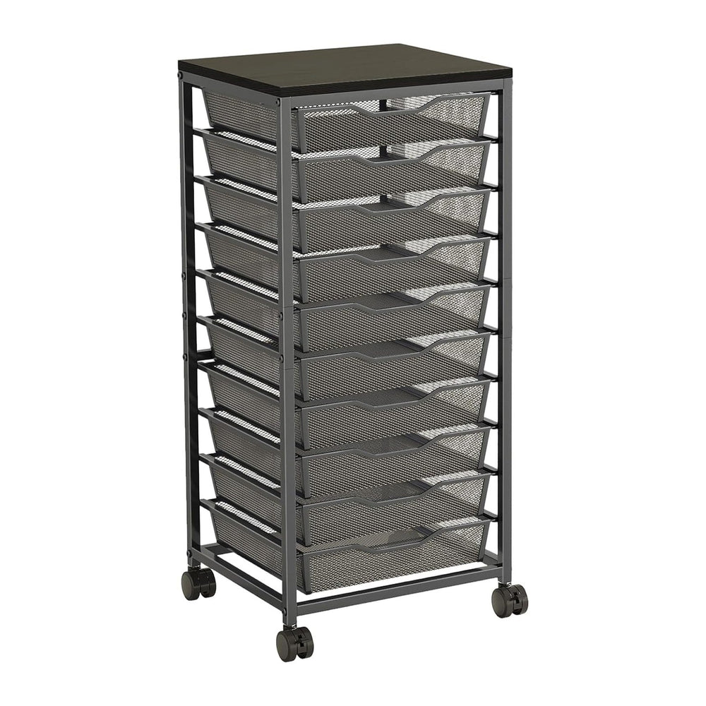 10-Drawer Rolling Storage Cart, Craft Organizers and Storage, Black