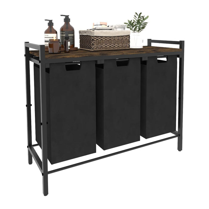 10 x 3 Gal Large Laundry Hamper, Rustic Brown and Black