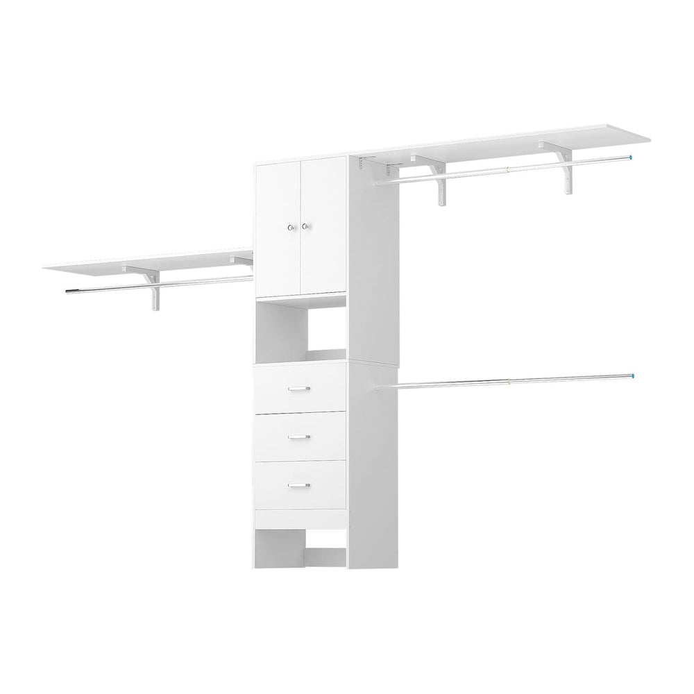 120 Inches Closet System With Doors, 10FT Walk In Closet Organizer with 3 She...