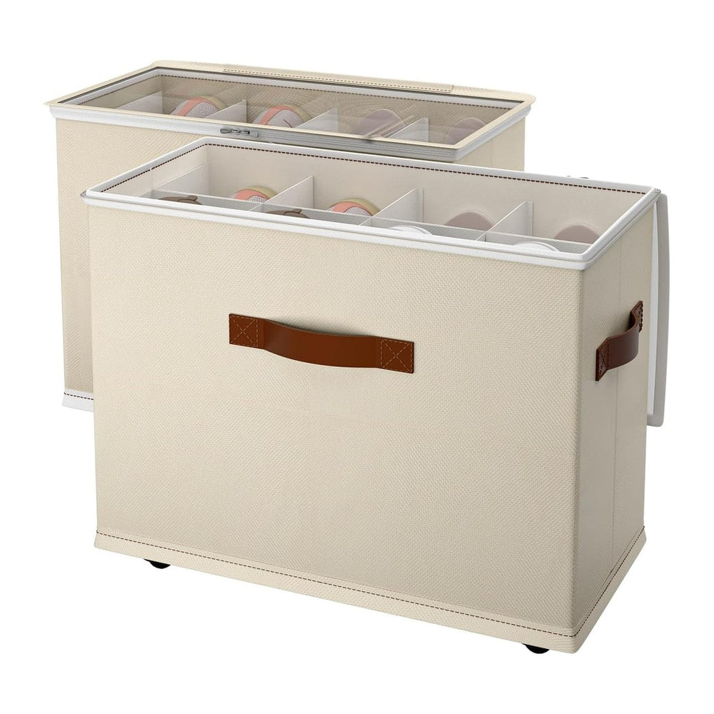 2 Pack Shoe storage Organizer for closet with wheels,No Assemble Required Sho...