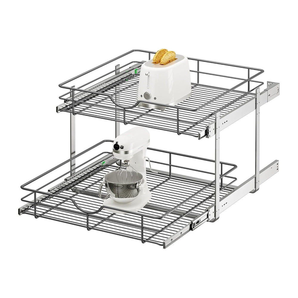 2 Tier Pull Out Cabinet Organizer - 23" W x 22" D Soft Close Slide ...
