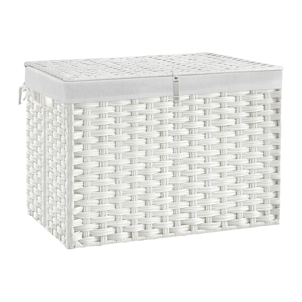 240L Wicker Storage Basket with Lid, Handwoven Rattan Large Shelf Basket with...