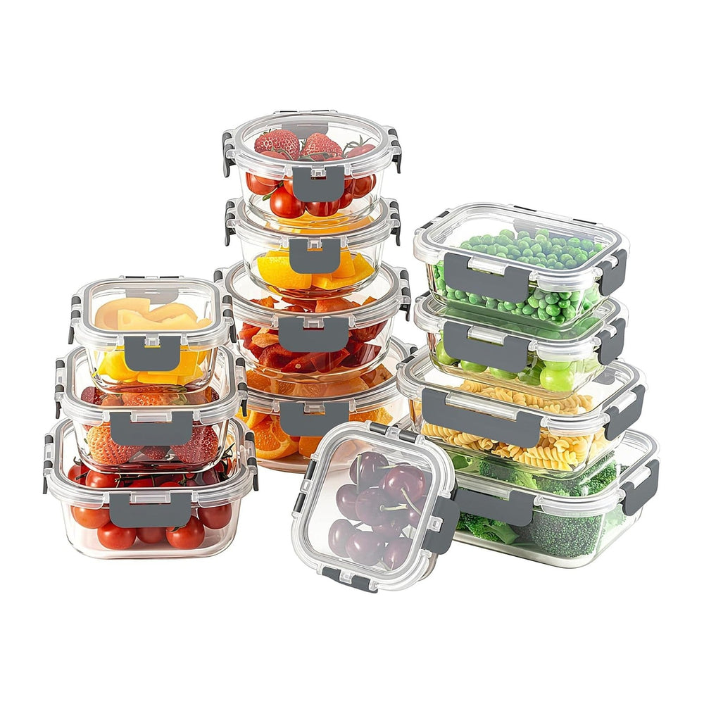24pc Glass Food Storage Containers with Lids,Glass Meal Prep Containers