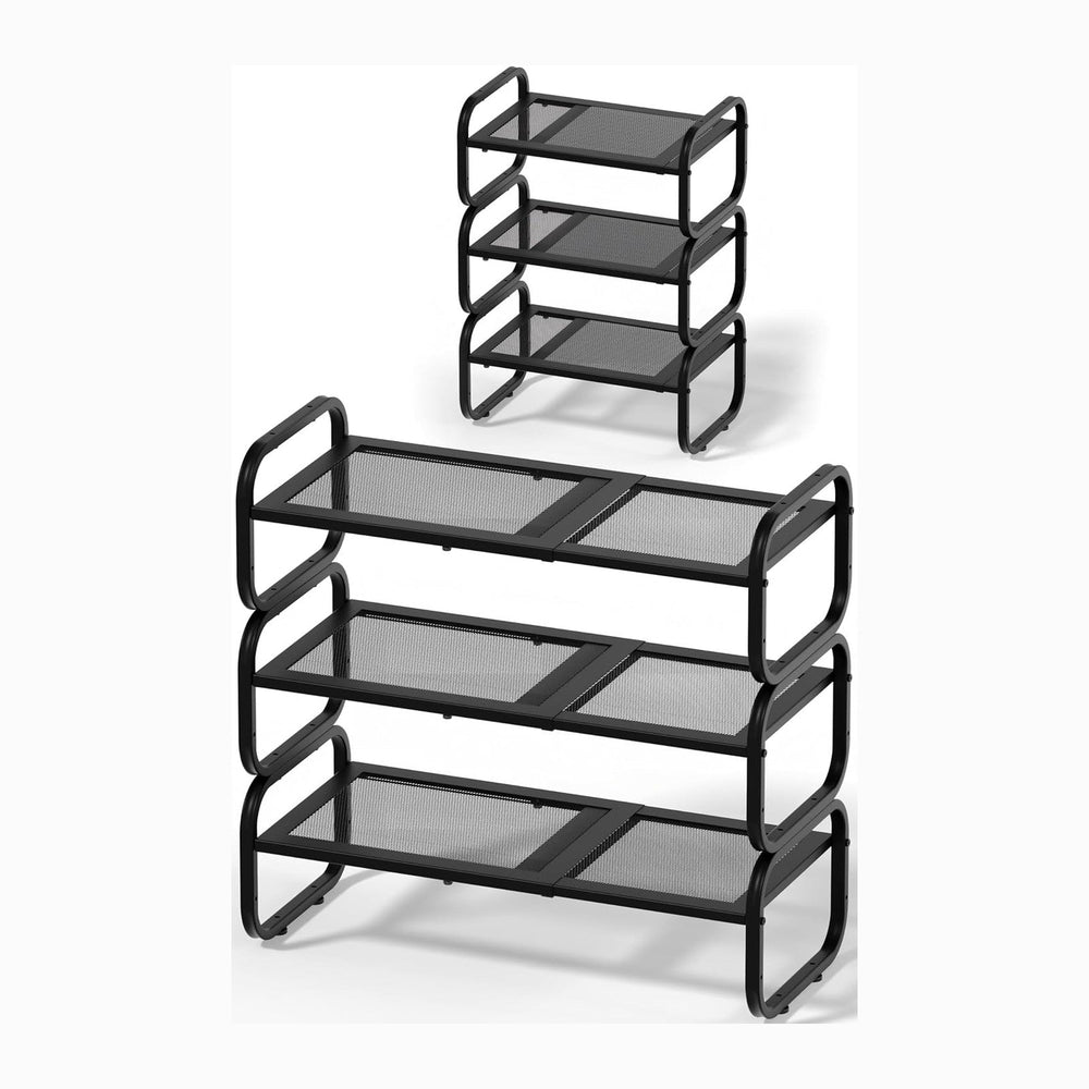 3 Tier Shoe Rack - Expandable Shoe Organizer for Closet