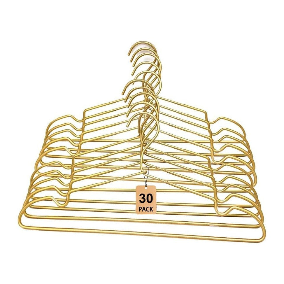 30 Pack Gold Matt Metal Hangers Coat Clothes Hangers with Notches,16.5" ...