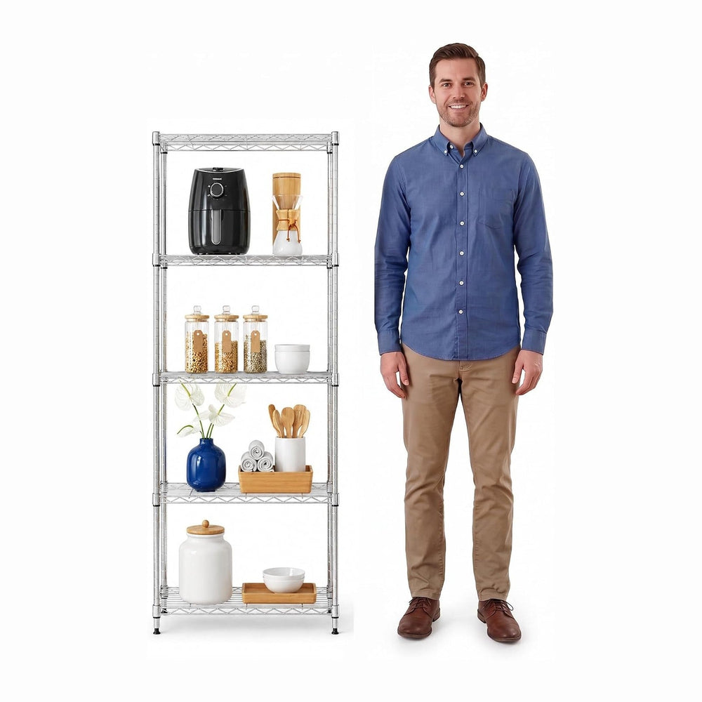 5-Tier Metal Shelf, 250 lb/Shelf, NSF, Chrome, 14x24x59 in