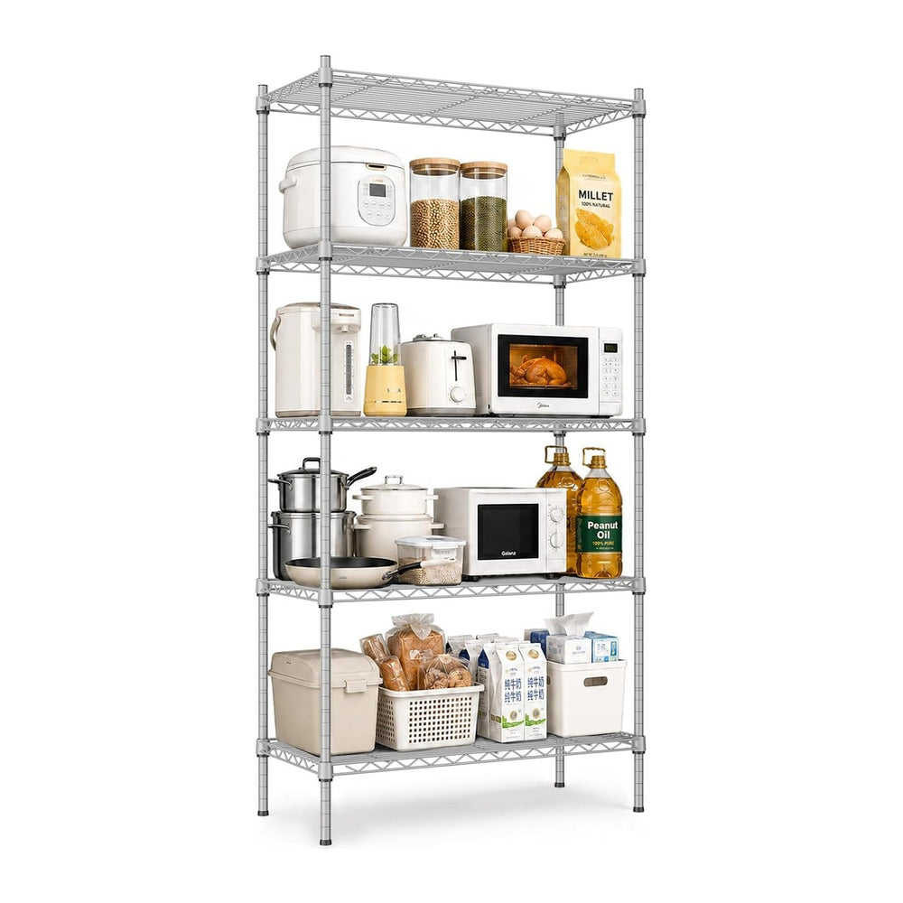 5 Tier Wire Shelving Unit, 61" H Heavy Duty Metal Storage Shelves