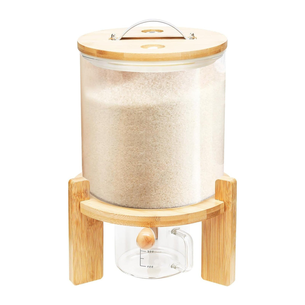 5L Glass Rice Dispenser, Large Airtight Food Storage Bin, Rice Storage Contai...