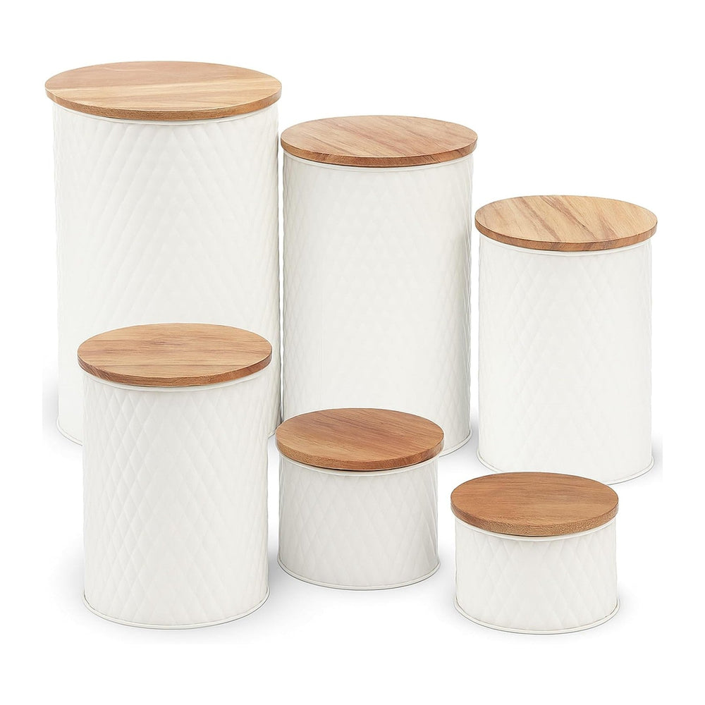 6 Canister Set for the Kitchen Countertop – Metal Food Storage Canisters with...