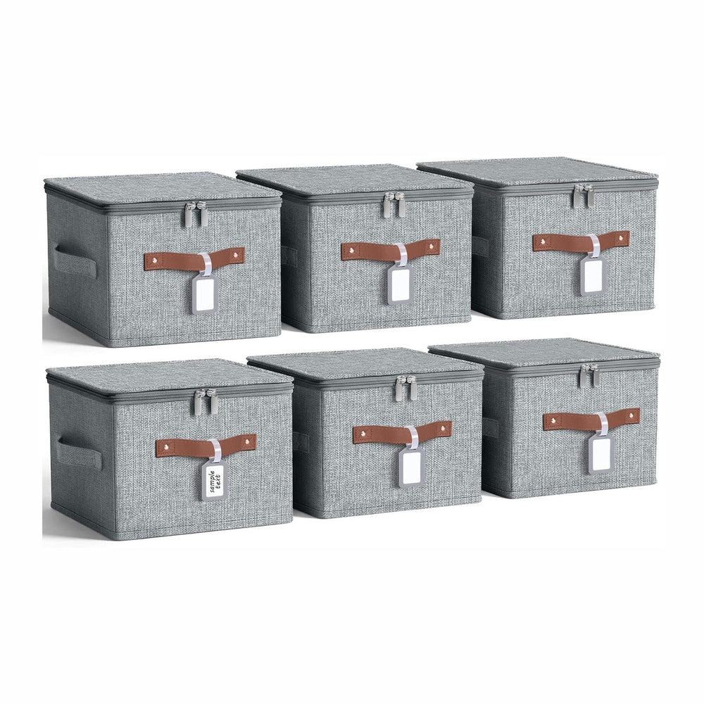 6 Pack Fabric Closet Storage Bins with Lids, 10×8×7 in, Gray