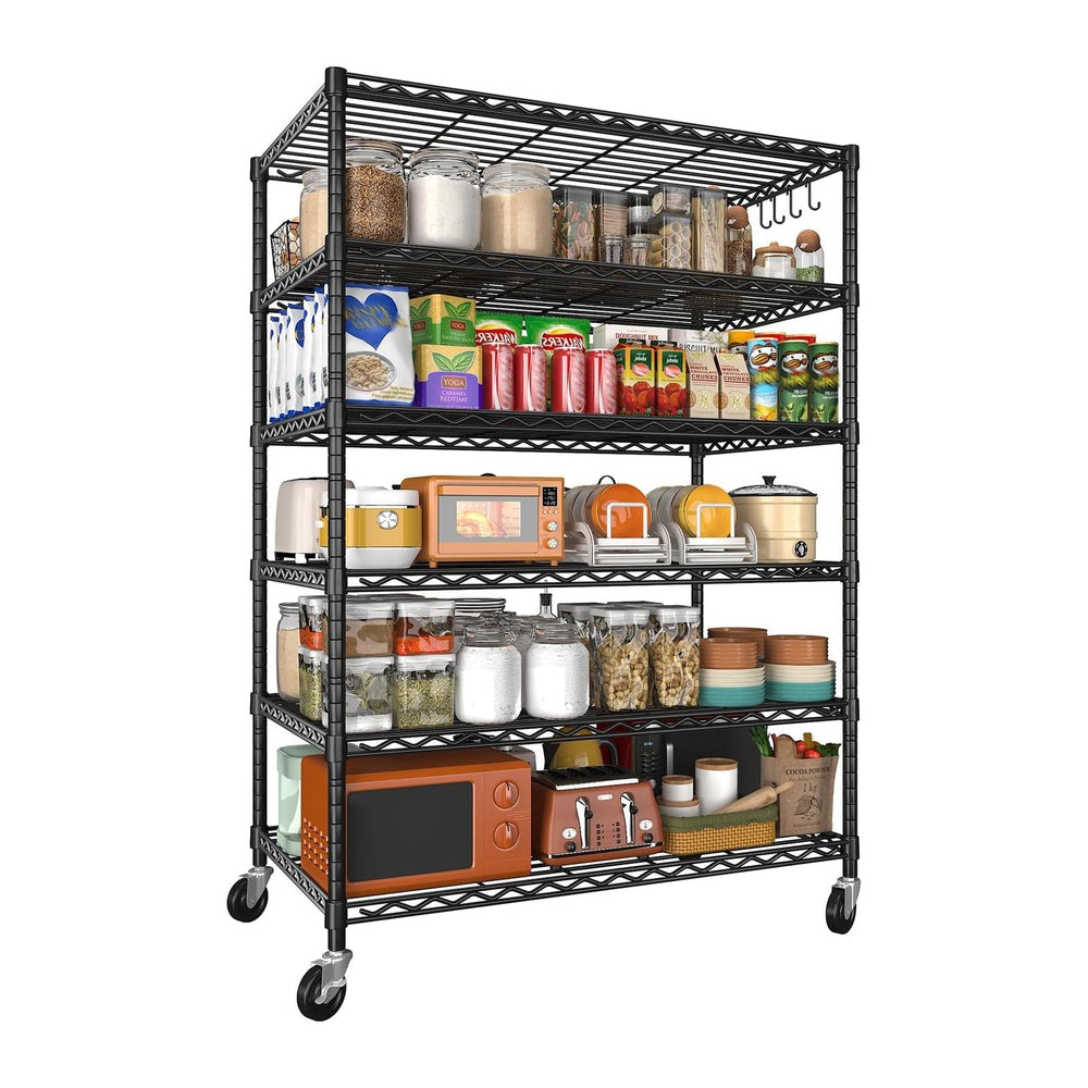 6 Tier 36" W x 18" D x 78" H Rolling Wire Metal Storage Shelve...