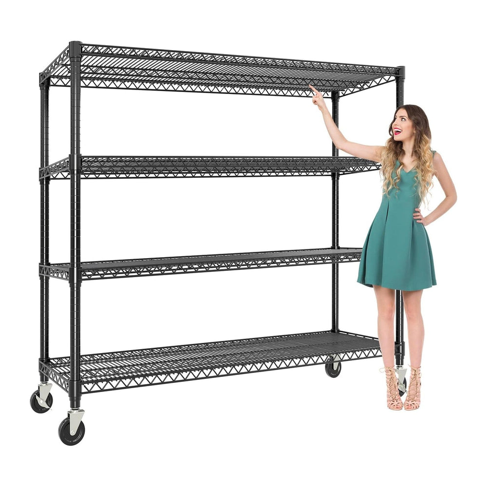 71.8" H Storage Shelves 4-Tiers Heavy Duty Metal Shelving Unit with Whee...