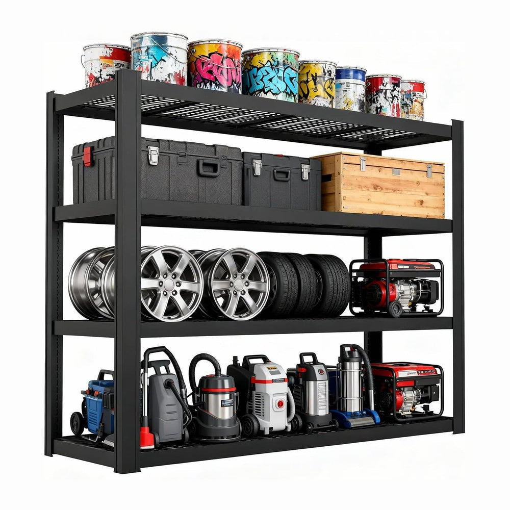 71" Wx71 H Industrial Shelving,8000LBS Garage Storage Shelves,4 Tier Adj...