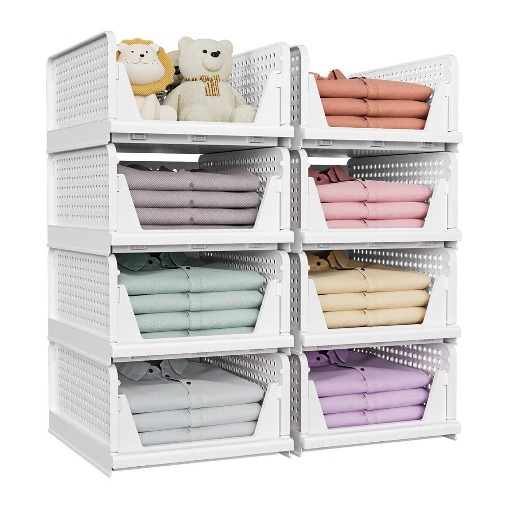 8 Pack Closet Organizers and Storage, Stackable & Foldable Closet Bins