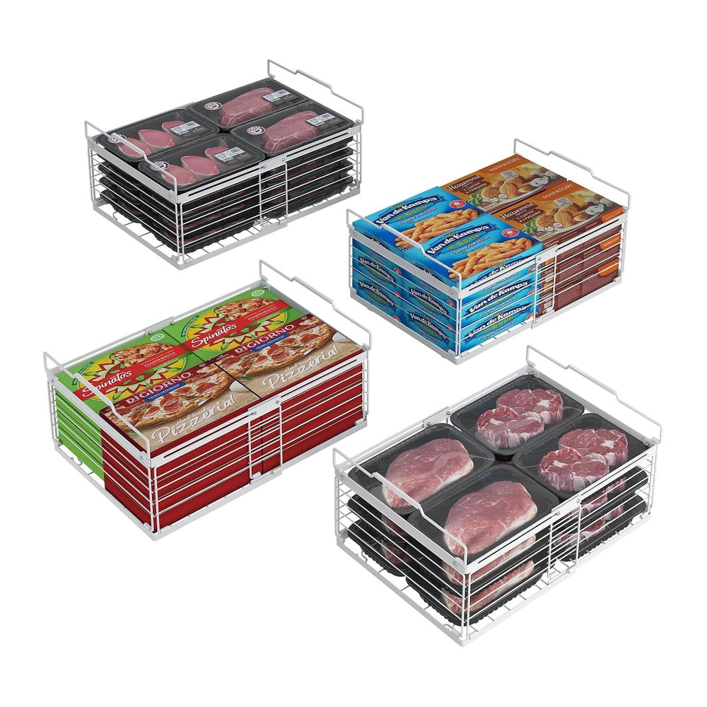 ADRIMER Freezer Organizer Bins, 4 Packs Foldable & Stackable Chest Freeze...