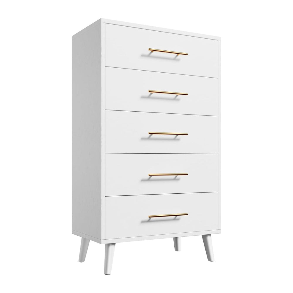 Aiho 5 Drawer Dresser, Tall Dresser, White