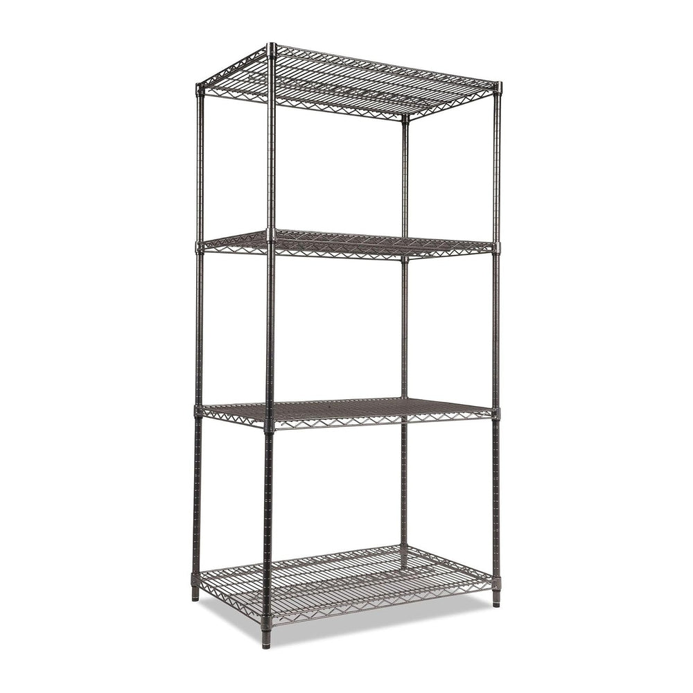 Alera Wire Shelving Starter Kit, Four-Shelf, 36w X 24d X 72h, Black Anthracite