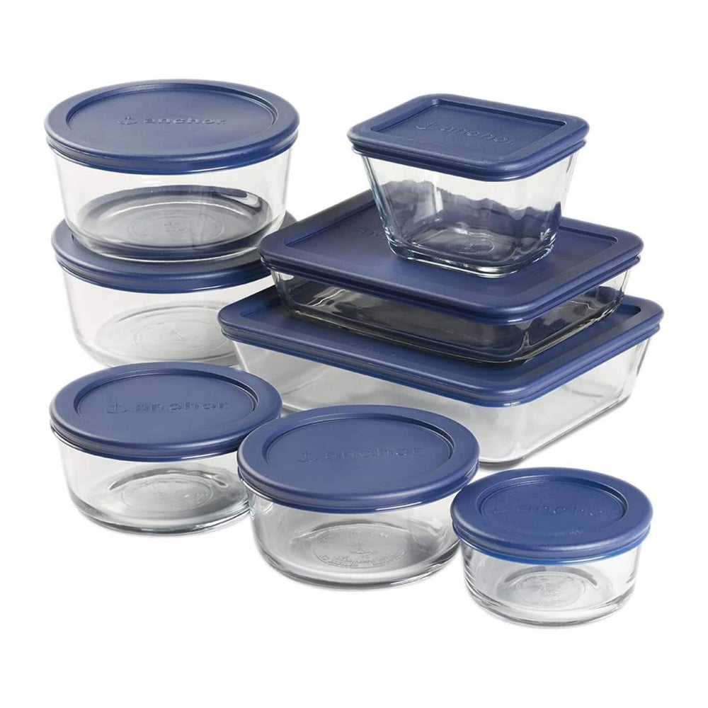 Anchor Hocking 16 Piece Glass Storage Containers with Lids (8 Glass Food Stor...