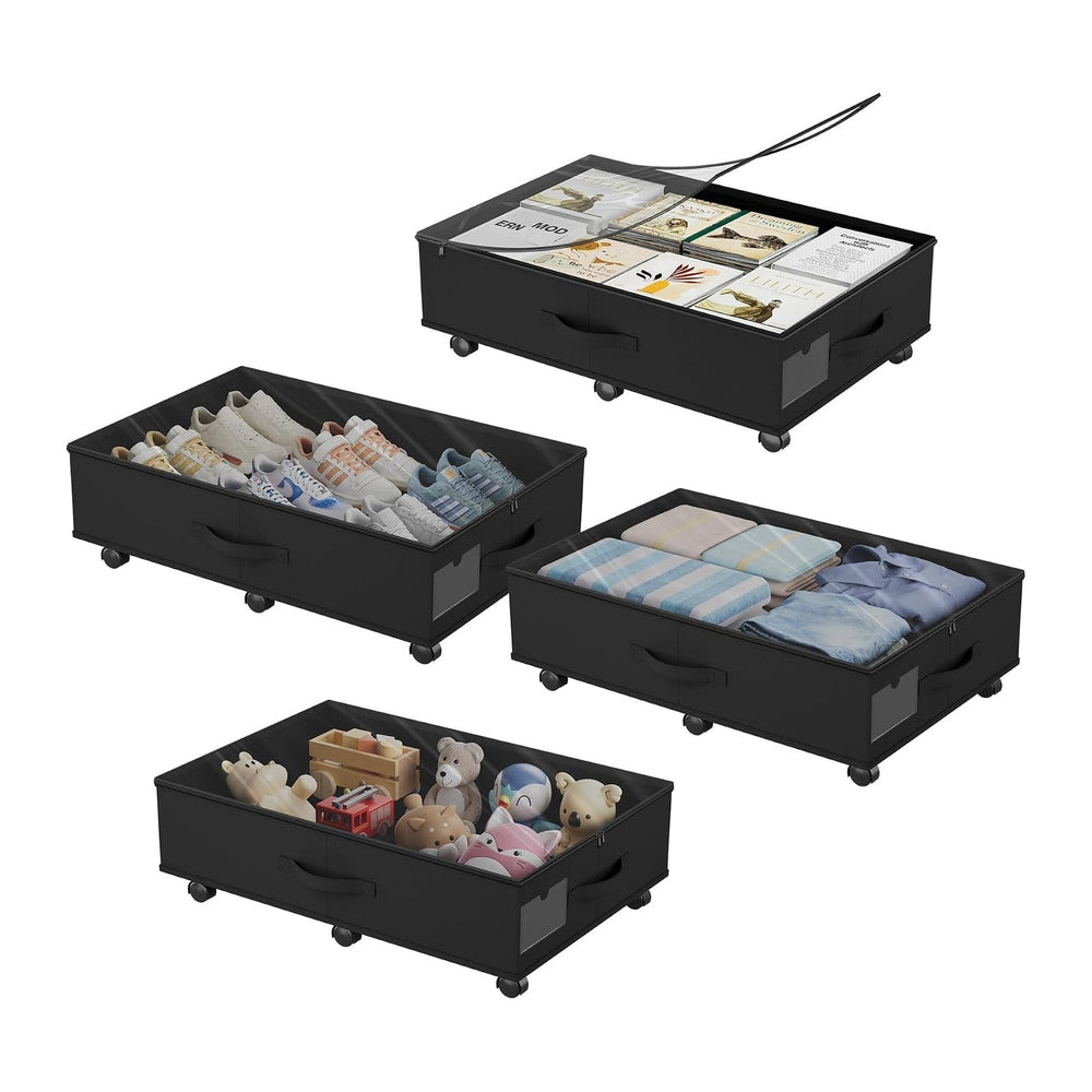 Babenest 4-Pack Under Bed Storage Organizer on 6 Wheels for Clothes