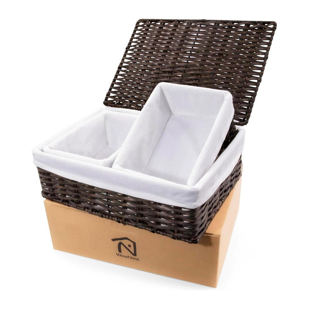 Baskets for Organizing, Undershelf Wicker Storage, Hand Woven Organizer for (...