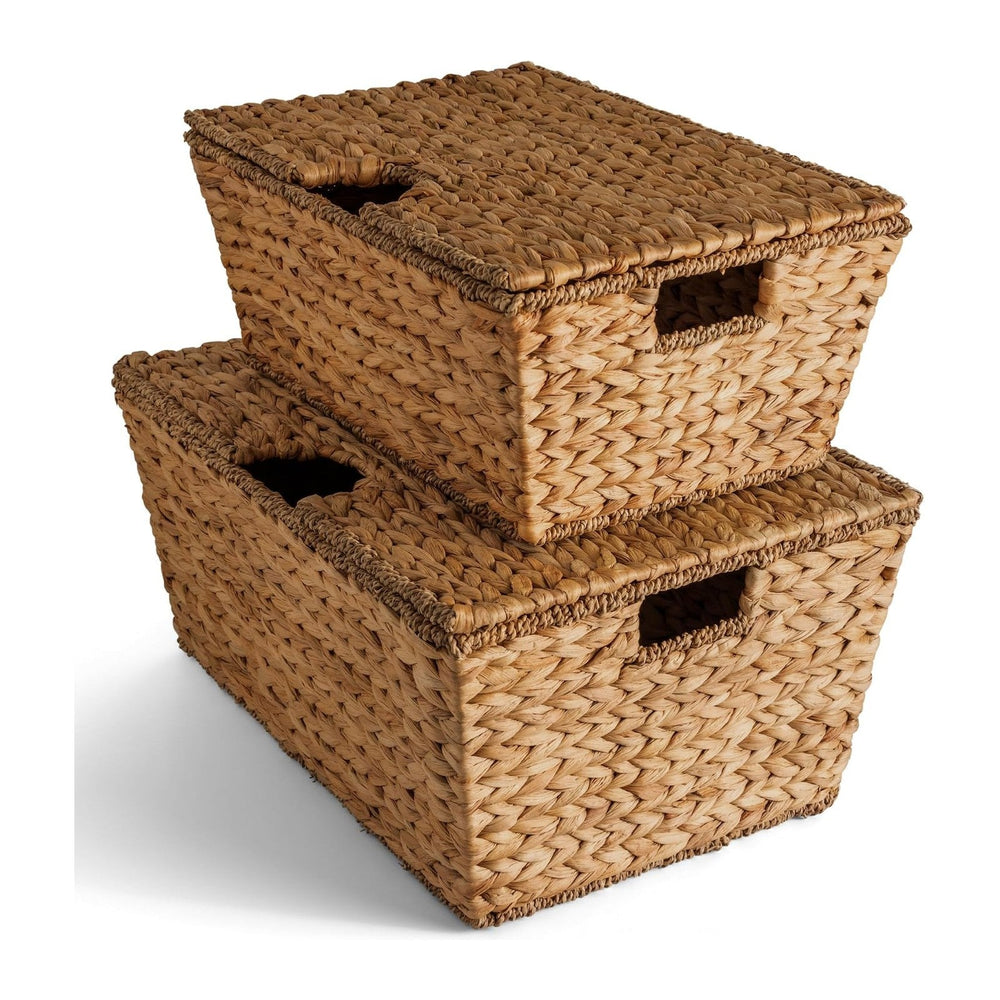 Best Choice Products Set of 2 X-Large & Medium Woven Storage Baskets W/Li...