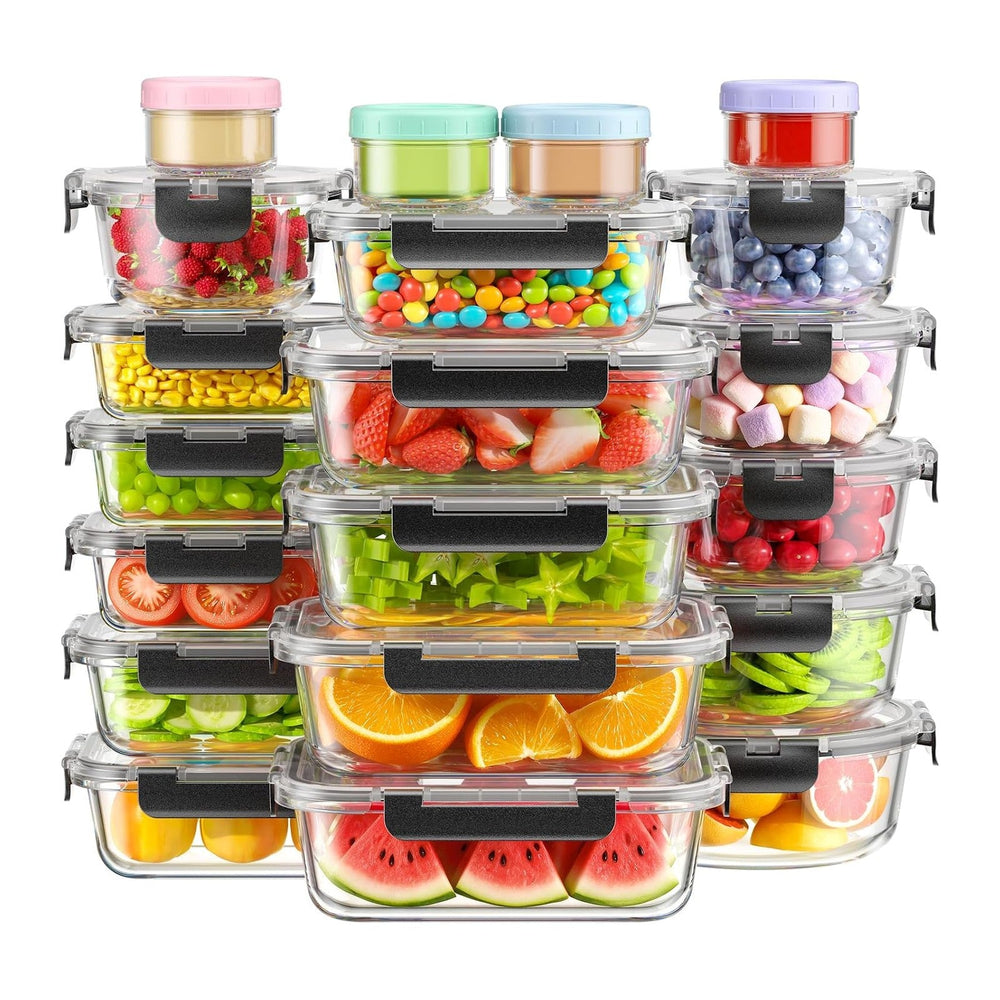 BiuLeon 40 PCS Glass Food Storage Containers with Lids, BPA-Free