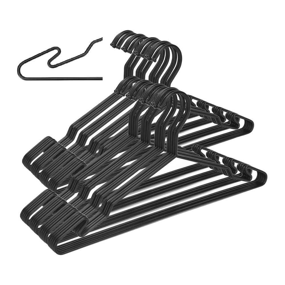 Black Metal Hangers, Heavy Duty Clothes Hangers with Non-Slip Grooves, Slim S...