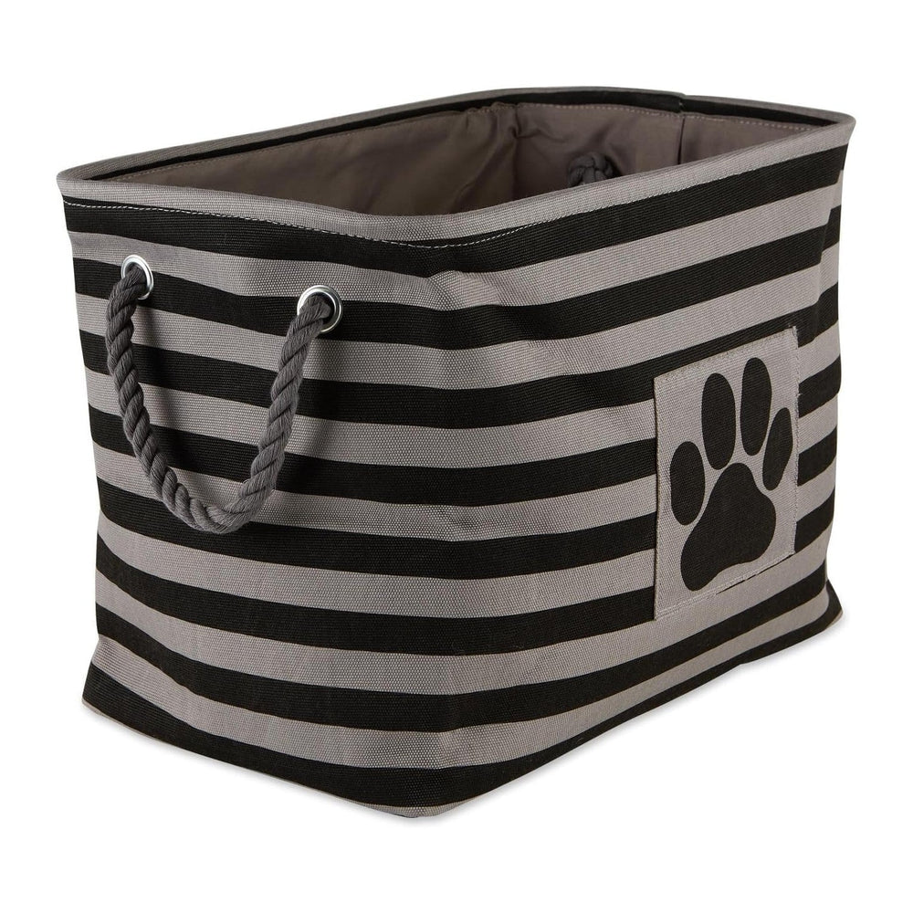 Bone Dry Pet Storage Collection Striped Paw Patch Bin, Black, Small Rectangle...