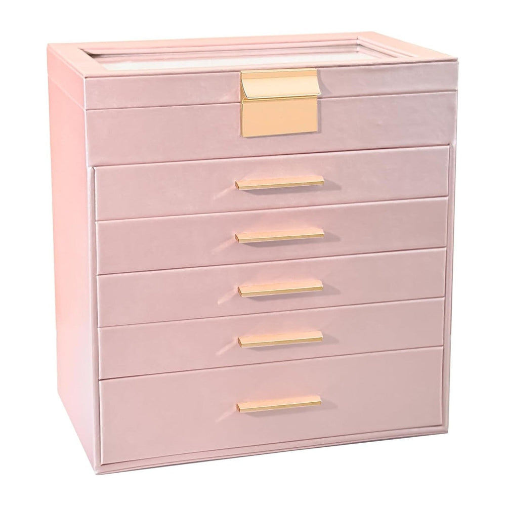 BOOVO Jewelry Boxes for Women, White and Black 6 Layer Large Jewelry Box for ...