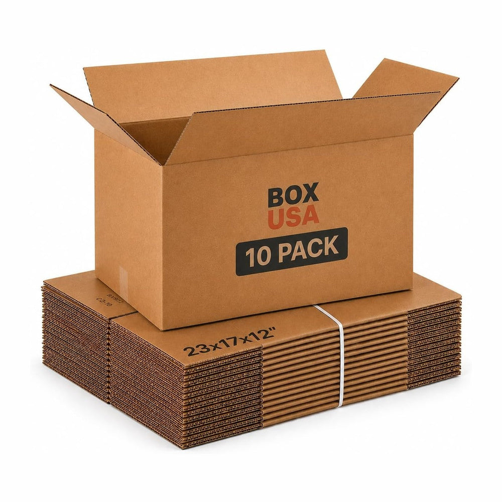 BOX USA Moving Boxes Large 23L x 17W x 12H 10-Pack - Corrugated Cardboard Box...