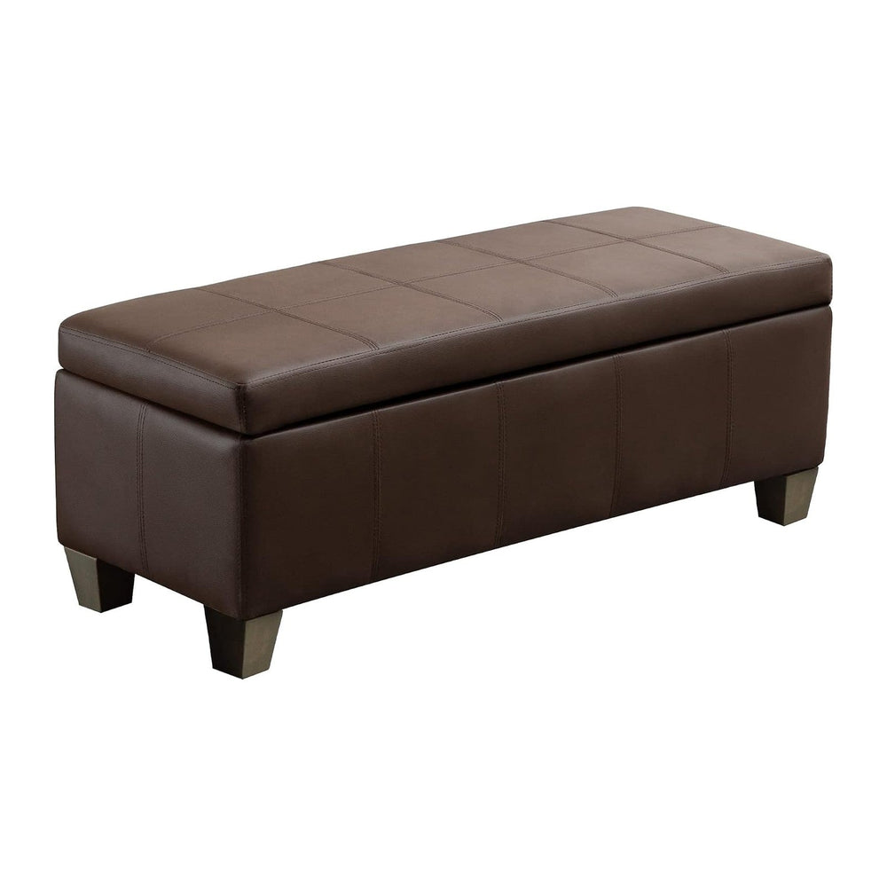 Brown Faux Leather Ottoman