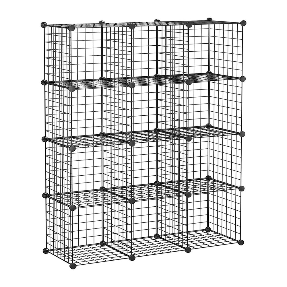 C&AHOME Wire Cube Storage, 12-Cube Storage Organizer Metal, C Grids, Black