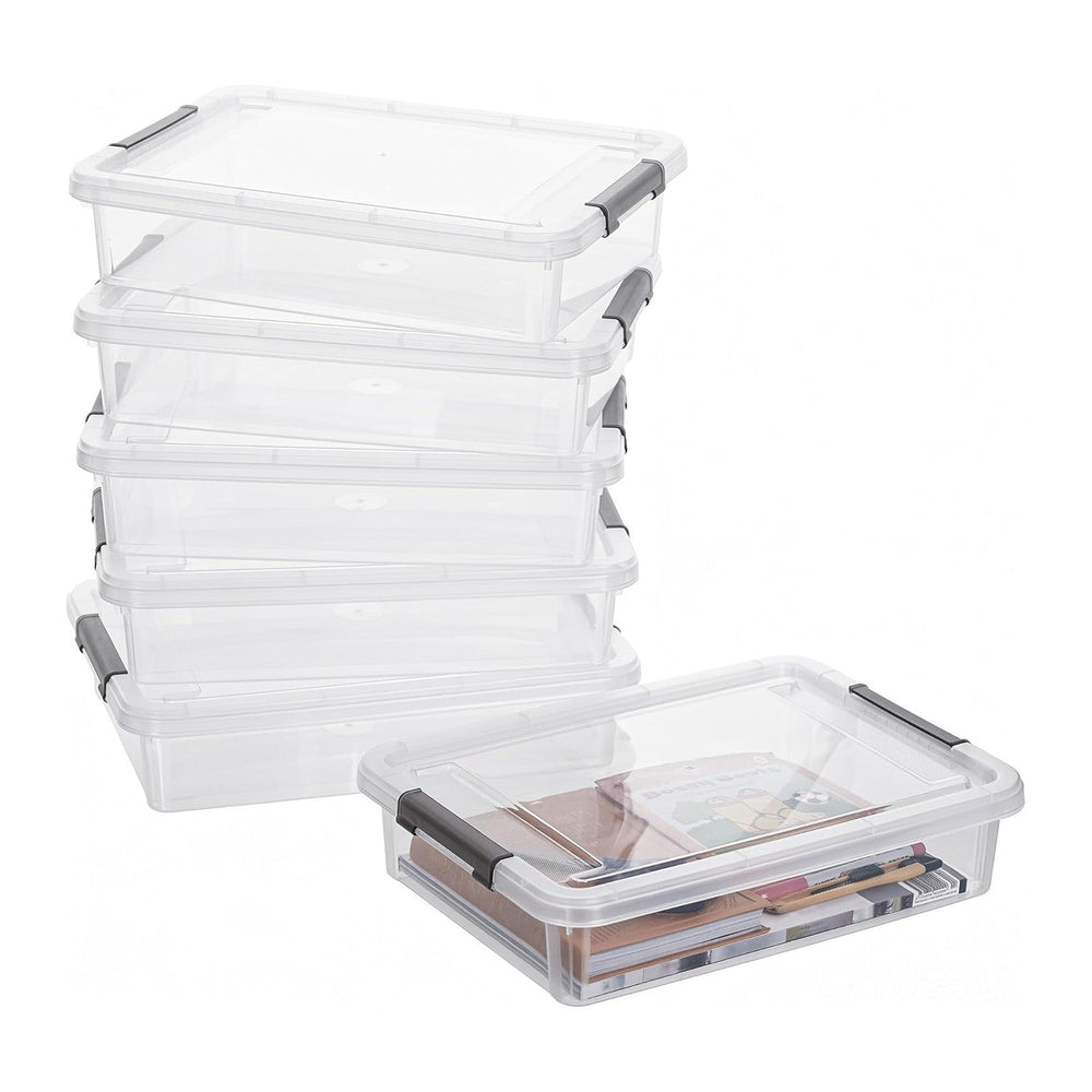 Citylife 6PC Storage Bins with Lids, Stackable Plastic Box, Paper Storage