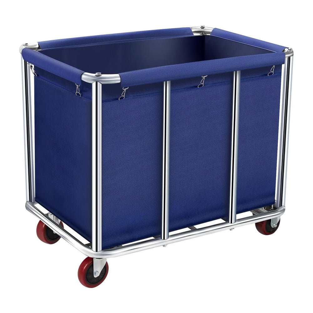 Commercial Laundry Cart with Wheels, 400L Large Rolling Laundry Cart with Ste...