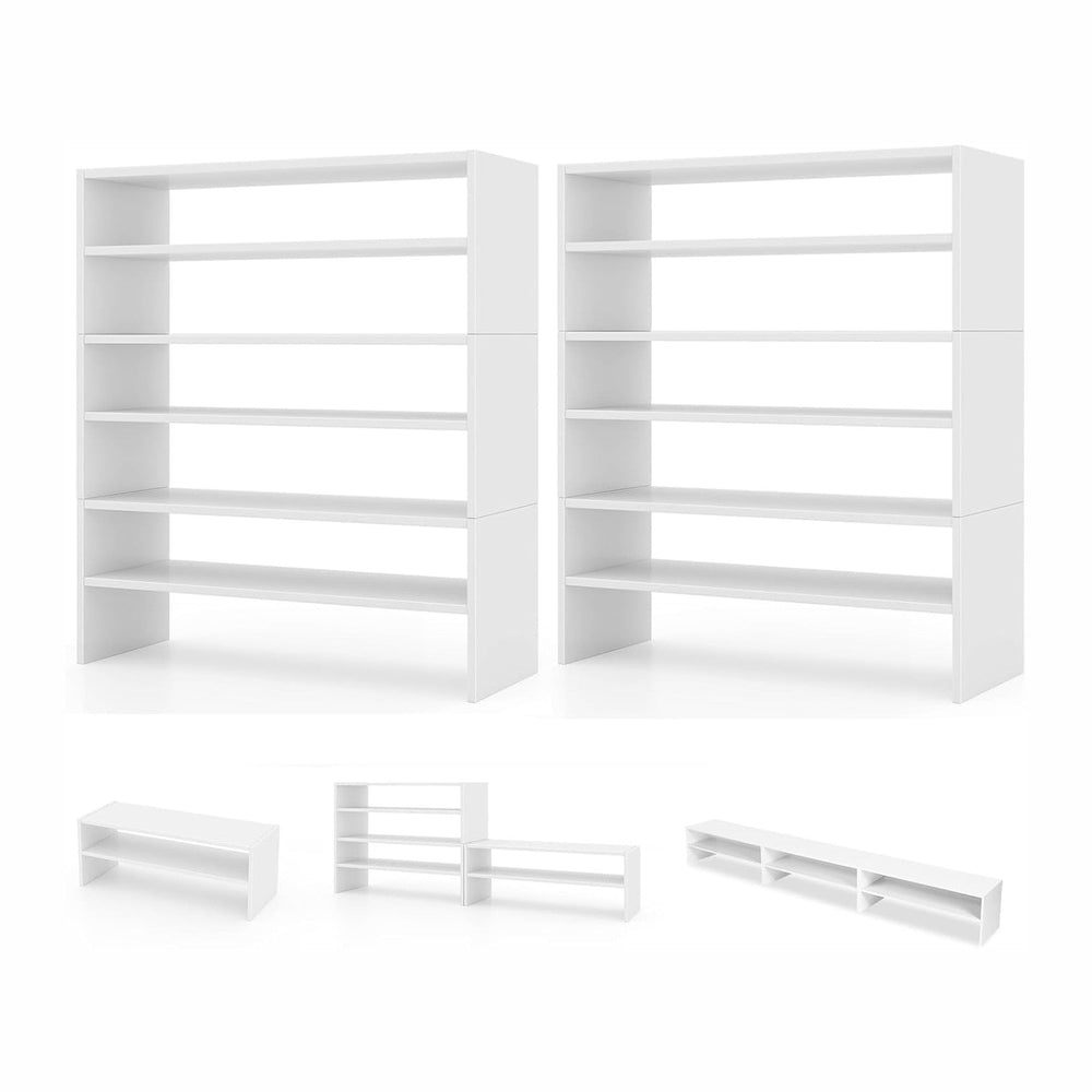 COSTWAY White Shoe Rack, 6-Tier Stackable Shoe Shelf for Closet