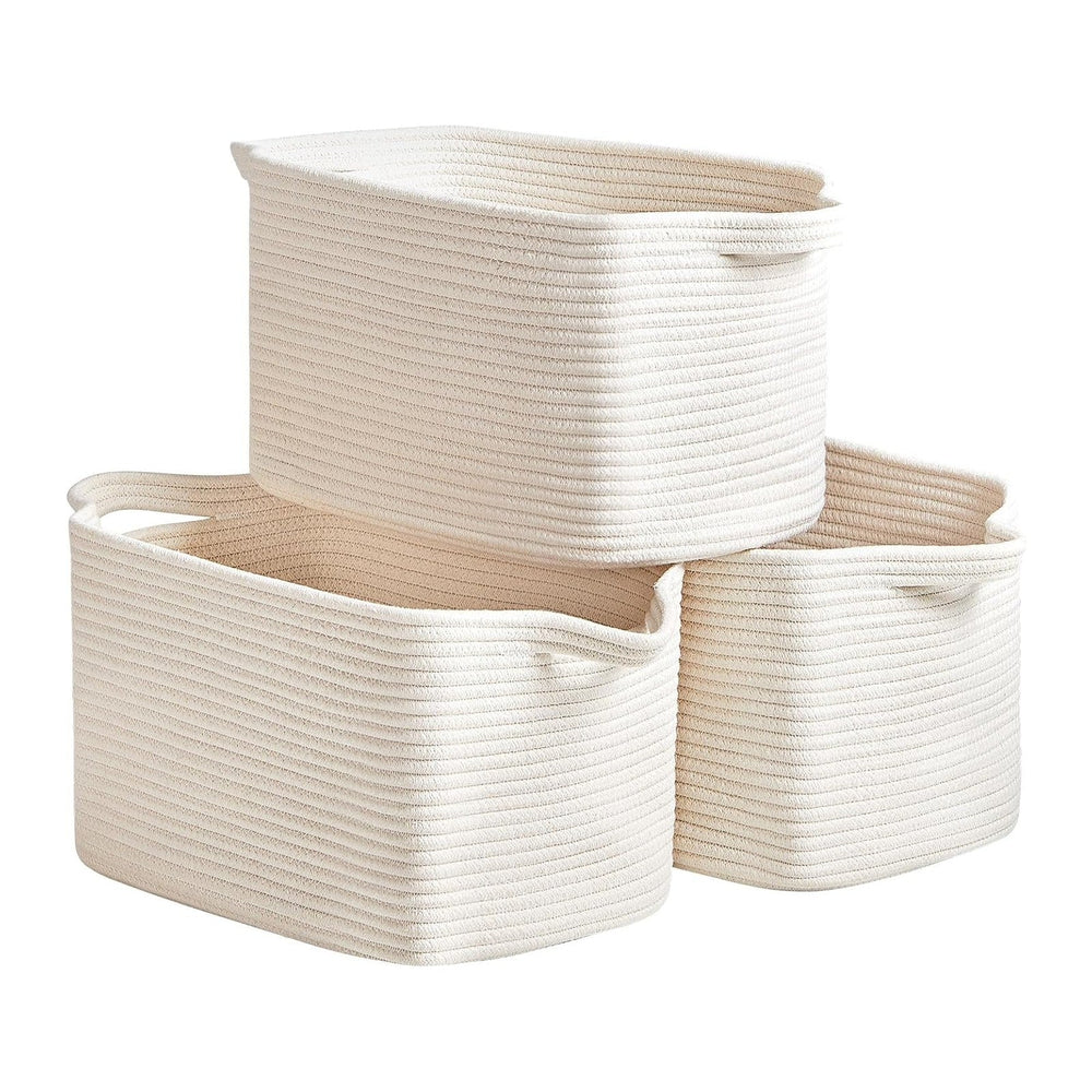 Cotton Rope Storage Basket 15"x10"x9" – Fabric Storage Bins (S...