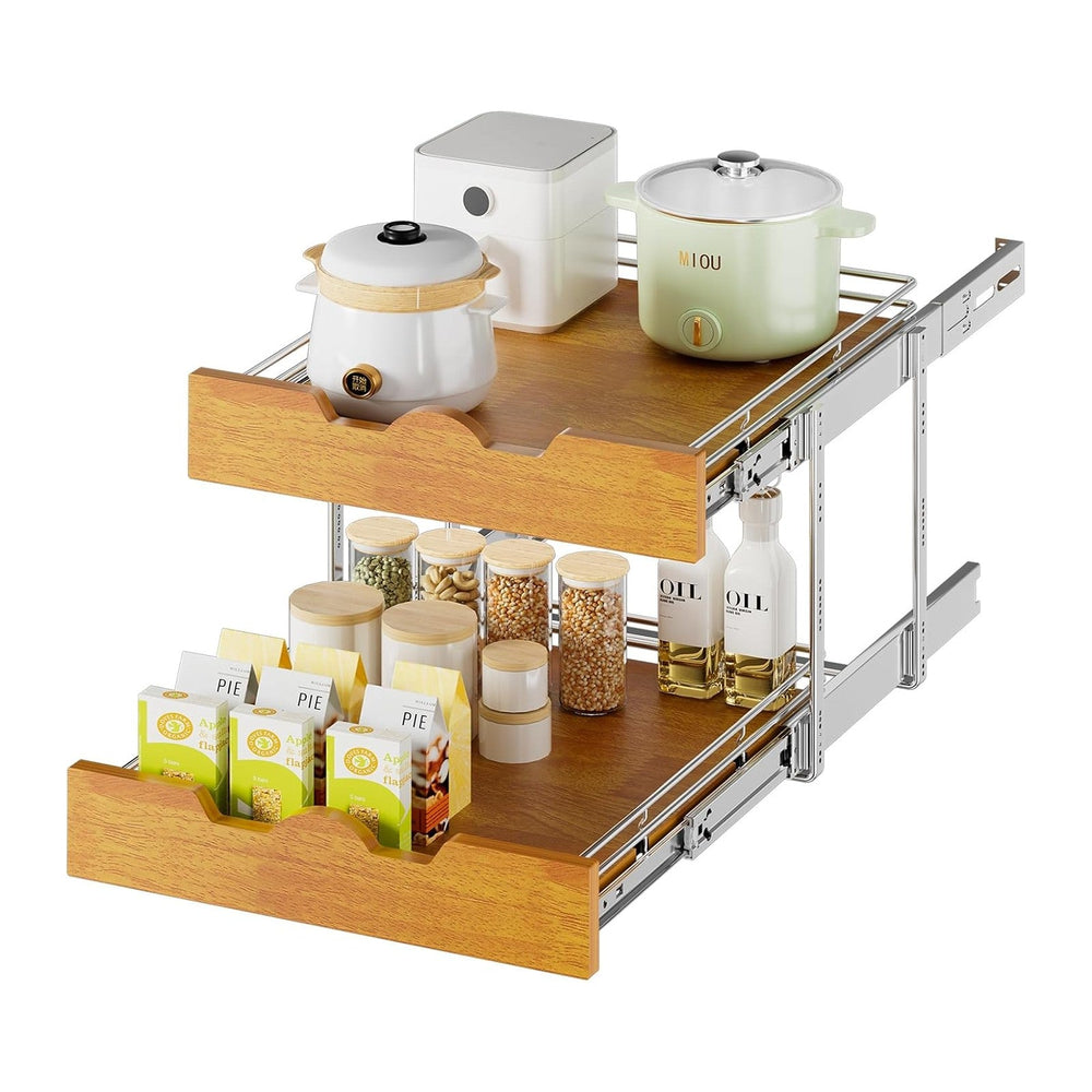 DINDON 2 Tier Pull Out Cabinet Organizer (20" W x 21" D) Slide Out ...