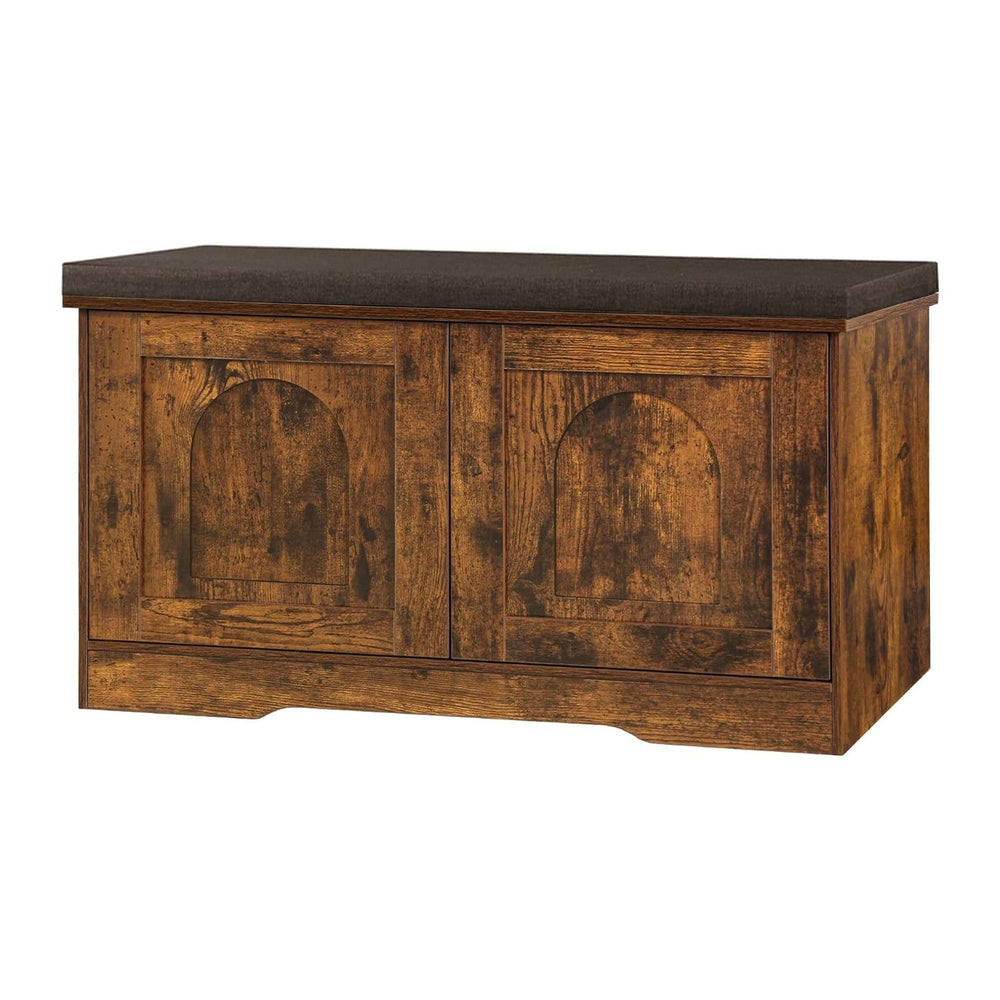DINZI LVJ Shoe Storage Bench with Cushion, Door, Rustic Brown 31.5"LX17....