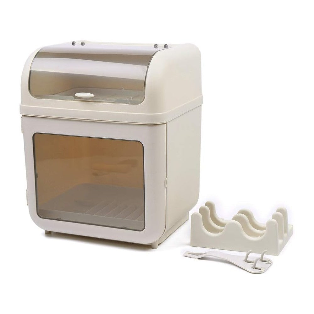 Dish Drying Rack and Drain Board with Lid Cover, Bottle Dryer Holder with Pot...